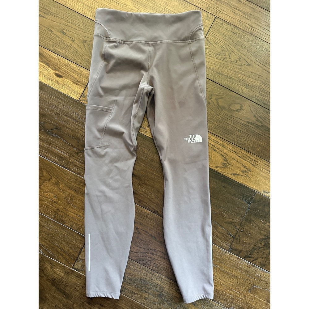The North Face Womens Flex 25" Mauve Taupe Running Leggings Pocket Medium